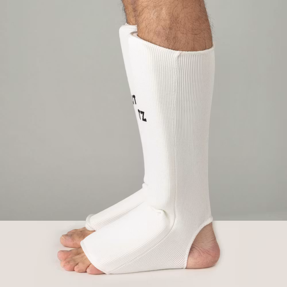 White Blitz elasticated shin and instep pad side view